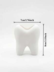 Creative & Fun Toothbrush Holder, Large White Tooth-Shaped Toothbrush Cup, Desktop Storage Decorative Ceramic Container For Toothbrush, Toothpaste, Planter, Vase, Bathroom Supplies. Ideal For Bathroom Decor In Back-To-School Season - White - View 9