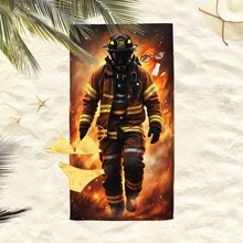 1条消防员沙滩巾，超强吸水超大沙滩毯，适合旅行、游泳池、潜水、冲浪、瑜伽、露营，多种尺寸可选，沙滩配件 - 消防員 - 查看 5