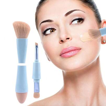 Cọ trang điểm 4 trong 1, dụng cụ trang điểm đa năng cầm tay dùng để che khuyết điểm, đánh má hồng và kem nền.