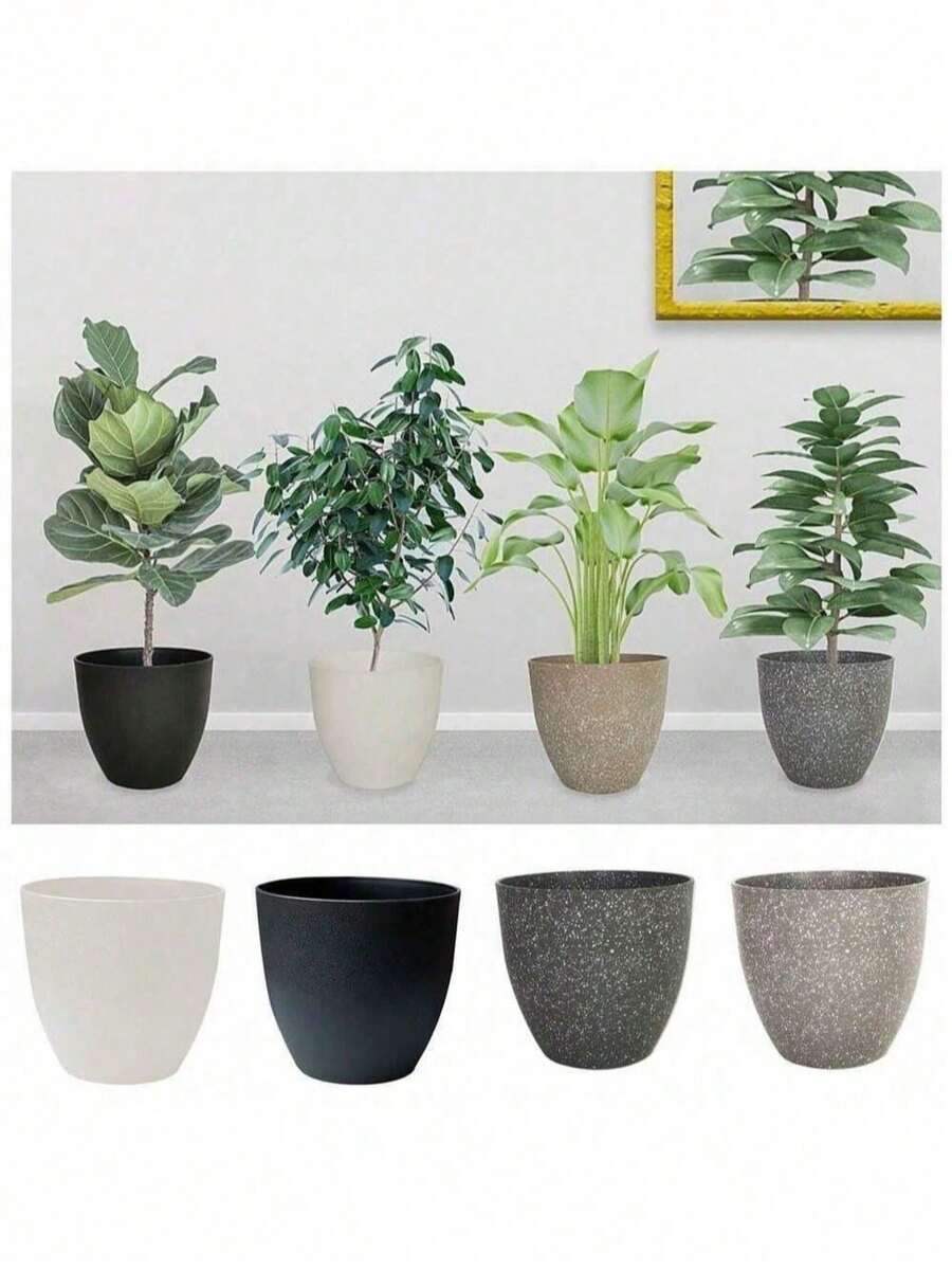 1个哑光仿石花盆，室内花盆，陶瓷花盆，花瓶，阳台植物盆，家居装饰，大容量植物生长栽培盆，室内装饰花瓶 - 升級款 - 查看 1