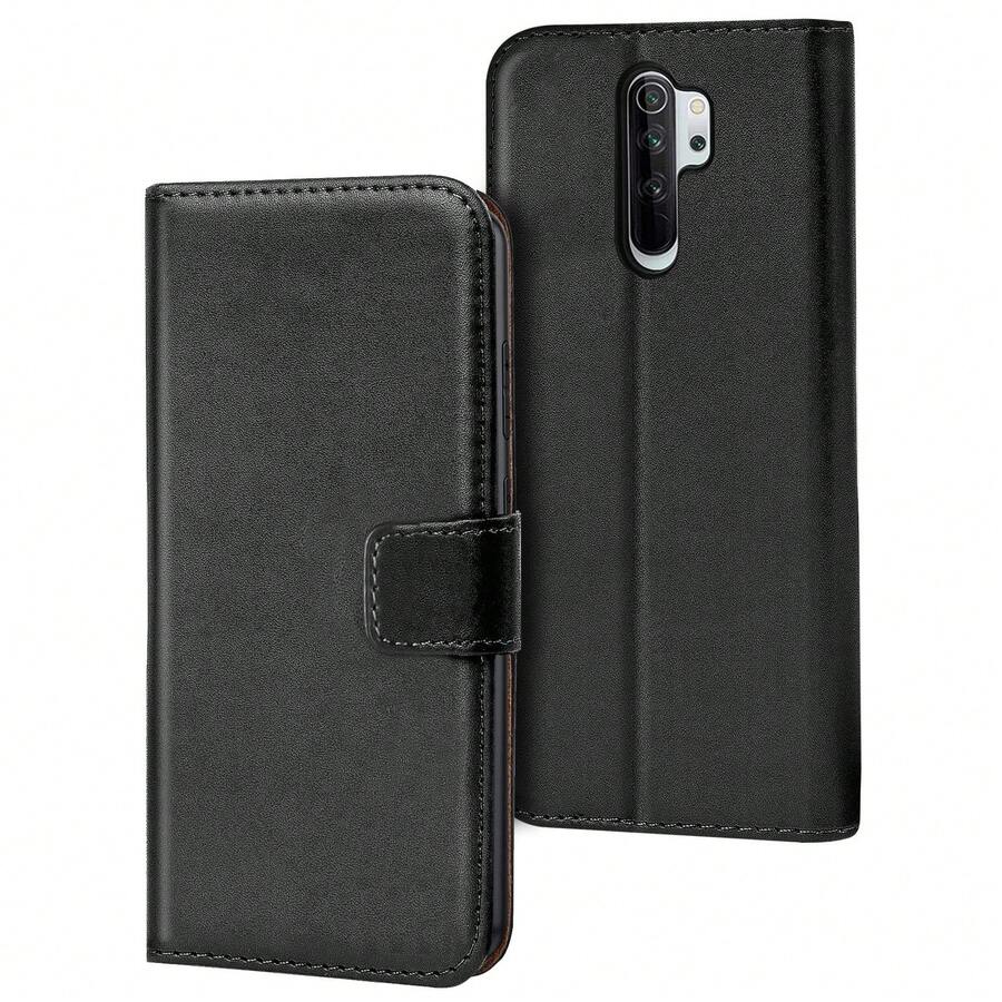 小米Note 8 Pro专用钱包式手机壳，带支架和卡槽，黑色PU皮革 - 黑色 - 查看 1