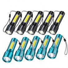 Super Bright Mini LED Flashlight Zoomable Strobe 5 Modes Rechargeable Outdoor Emergency Pocket Light For Outdoor Camping Hiking Emergency Use - Random Color(Blue Or Gray) - View 2