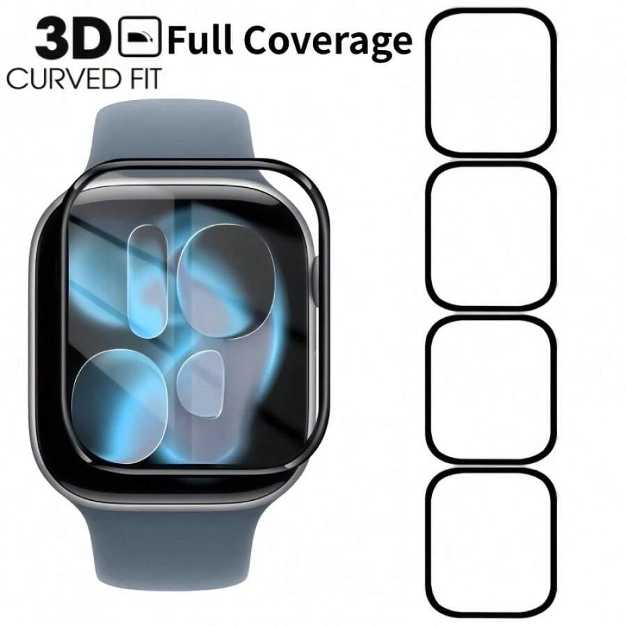 4pcs, Suitable For 41mm And 45mm Series 9/8/7, 3D Curved Edge Full Coverage Screen Protector, Made Of PMMA Material, High-Definition Screen Protector, Protect Watch From Scratches And Wear, Suitable For Tech Enthusiasts And Outdoor Sports Lovers. - 4pcs, PMMA Material - View 1
