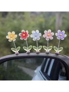5pcs Mini Flower Car Dashboard Ornaments Center Console Decor Dancing Head Rocking Flower Interior Pendant Car Accessories - Five Little Flowers - View 10