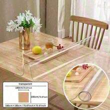 0.25mm Thick PVC Transparent Tablecloth - Easy To Clean, Scratch-Resistant, Suitable For Kitchen, Dining Table And Bedside Cabinet - White - View 28