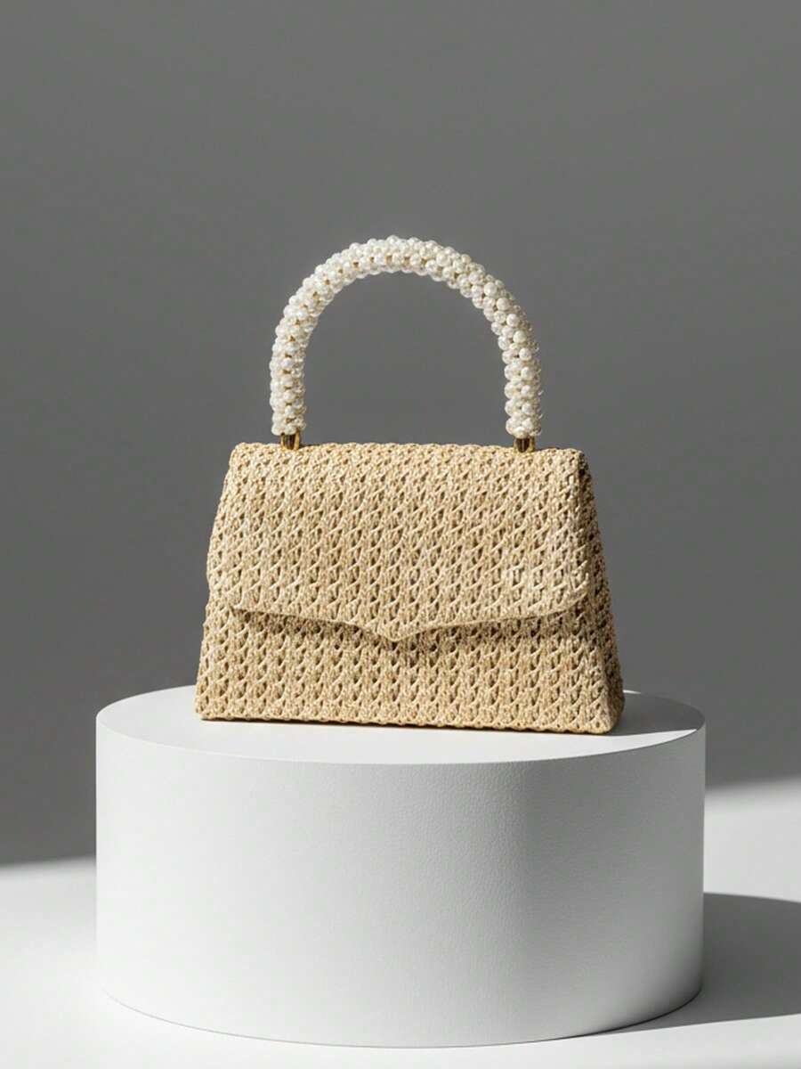Straw Beach Envelope Design Party/Wedding Clutch Bag, Women Handbag With Chain Shoulder Strap, Velvet Fashion Wallet - Gold - View 1