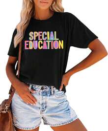 Special Education T-Shirts For Teachers, Special Education Graphic T-Shirts For Teachers, For Teaching Life, Short Sleeve Gift. - 黑色 - 查看 2