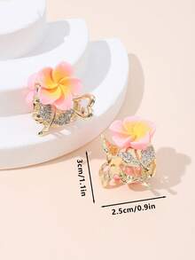 2pcs Alloy Tulip & Pearl Small Hair Clips Summer Hair Accessories Vacay Claw Clips - Multicolor - View 3