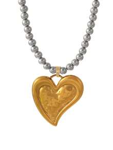 1 pieza Collar de acero de titanio con cuentas y estrella de cinco puntas para mujer, un regalo orgulloso adecuado para suministros de boda - Multicolor - Ver 8