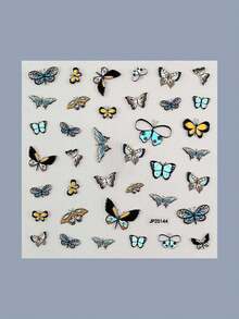 1pc Realistic Colorful Butterfly Nail Art Sticker, 3D Embossed Texture, Self-Adhesive Easy To Apply & Remove, Suitable For Spring/Summer, Outings, Festivals, And Daily Nail Decoration - Multicolor - View 3