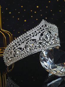 1pc Women's Vintage Baroque Crystal Crown Gold Rhinestone Tiara For Bridal Wedding Prom Party Hair Accessory - Multicolor - View 10