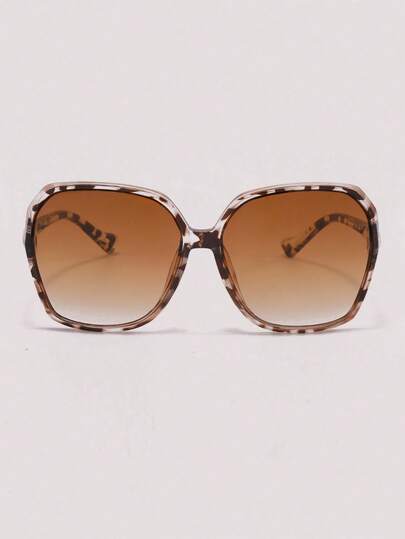 Visivana 1 Pair Unisex Square Leopard Gradient Personalized Fashion Glasses, Suitable For Daily Life, Rave Parties, Music Festivals, Street Photography, Weekend Outfits, Family Outings, Fits All Face Shapes, Also Suitable For Back To School, College Style, Campus Style