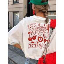 Women's Graphic T-Shirt "Welcome To Fabulous Las Vegas Nevada" - Casual Short Sleeve Crew Neck T-Shirt, Vegas Theme Design In Red And Black, Ideal For Spring And Summer, Casual Clothing With Fun Print And Comfortable Fit - 白色的 - 查看 1