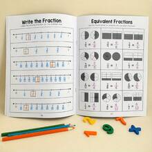 32 páginas Libro de ejercicios de fracciones matemáticas, libro de ejercicios para niños, materiales de aprendizaje de matemáticas, adecuado para el aprendizaje en el hogar y en el aula, ayuda de aprendizaje - Multicolor - Ver 4