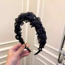 1条黑色和紫色网状防滑发带，时尚波浪锯齿发箍，家居护肤化妆发带，适合日常使用 - 彩色 - 查看 8