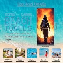 1pc Firefighter Beach Towel, Super Absorbent Oversized Beach Blanket, Suitable For Travel, Swimming Pool, Diving, Surfing, Yoga, Camping, Available In Multiple Sizes, Beach Accessories - Firefighters - View 12