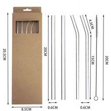 Glass Straw 4+1 Kraft Paper Box Packaging. High Borosilicate Glass Straw With Excellent Appearance. Suitable For Recycling. Wholesale Of Milk Tea. Transparent Straw Set. - View 1