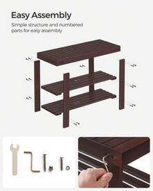 SONGMICS Shoe Rack Bench, 3-Tier Bamboo Shoe Storage Organizer, Entryway Bench, Holds Up To 286 Lb, 11.3 X 27.6 X 17.8 Inches, For Entryway Bathroom Bedroom - 棕色 - 查看 7