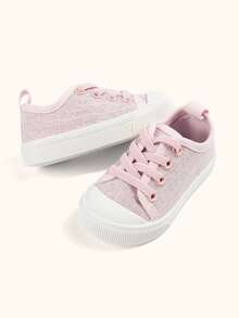 1 Pair Girls Pink Low-Top Easy On/Off Cloth Shoes, Lightweight Soft Sole Walking Shoes, Breathable Comfortable Casual Toddler Baby Shoes Suitable For Daily Kindergarten, Outdoor Activities, Picnic And Party Wear - Pink - View 7