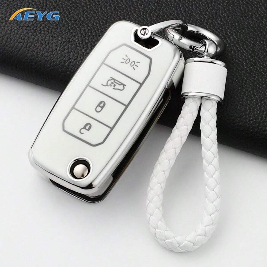 New TPU Folding Key Shell Protective Cover Compatible With Renegade Compass 2016-2021 4-Button Flip Key Fob Accessory - D Model - View 1