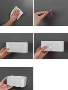 Wall Mounted White Storage Box, Space Saving Organizer For Bedroom Bathroom, Easy Access & Convenient Storage Solution, Multi-Purpose Wall Shelf For Small Items, No Drilling Required, Home Organization Must-Have For Apartments & Small Spaces - White - View 2