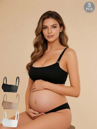 Hart & Haze 3pcs Maternity Nursing Bras With Front Clasp, Comfortable Breastfeeding Bras