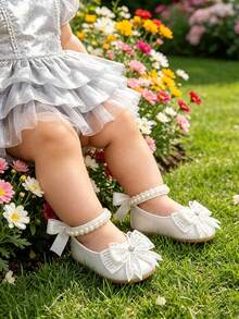 Giày búp bê đế mềm thắt nơ kiểu công chúa cho bé gái, giày Mary Jane đế bằng, thích hợp cho lễ Phục sinh, giày thể thao nhẹ cho trẻ sơ sinh. - trắng - Xem 2