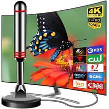 TV Antenna For Smart TV Indoor, 2024 Newest Antenna With Strong Magnetic Base, 360°&Long Range Reception TV Antenna For Local Channels, Easy Setup Antenna For TV Without Cable (Black+Red) - Black+Red - View 2