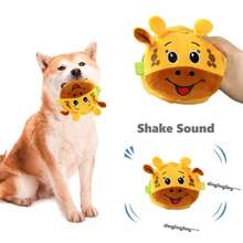 1pc Plush Animal Shaped Squeaky Dog Toy Ball, Soft Interactive Dog Chew Toy With Crinkle Paper, Cute Forest Animal Squeaker Ball Suitable For Small Dogs & Puppies, Durable Boredom Relief Dog Toy - Multicolor - View 10