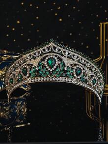 1pc Women's Vintage Baroque Crystal Crown Gold Rhinestone Tiara For Bridal Wedding Prom Party Hair Accessory - Multicolor - View 17