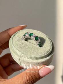 MADEONE 1 pieza Anillo de plata de ley 925 con diseño geométrico minimalista y cubic zirconia brillante, anillo sencillo básico, joyería delicada, adecuado como regalo de cumpleaños, fiesta o boda para mujeres - Estilo 1 - Ver 3