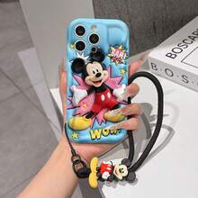 Disney Has Authorized, Phone Case - Chain Set, This Set Features A Mickey Mouse Phone Case Paired With A Detachable Silicone 3D Stitch Wrist Strap, Complete With A Metal Ring Attachment. Crafted Using A Unique 2D Wave-Texture Technique, The Case Is Made From Eye-Catching And Adorable TPU Material, Showcasing Classic Mickey And Minnie Mouse Designs. It Is Compatible With The Entire IPhoneseries, Including Models 17, 16, 15, 14, 13, 12, 11, XS, XR, X, Plus, Pro, And Max. This Stylish, Cartoon-Themed Protective Case Not Only Provides Robust, All-Around Protection For Your Device But Also Makes For The Perfect Gift For Friends And Family. IPhone17 Pro Max Case. Disney Phone Case. - 白色 - 查看 6