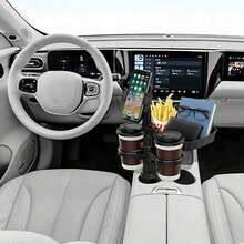 Dudukan Ponsel Mobil 4-in-1 dengan Tempat Gelas, Baki Makanan, dan Ruang Penyimpanan - Aksesori Mobil Tahan Air yang Dapat Diatur - A - View 2