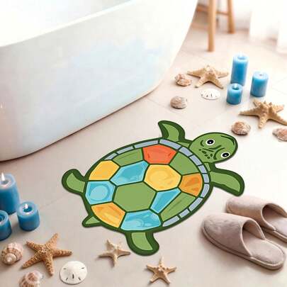 Alfombra de área de alta calidad con base de pana de cachemira con estampado de tortuga asimétrica, alfombra de área de tortuga de color dopamina, alfombra de área de decoración emocional, alfombra de área de dormitorio lateral de moda y divertida, alfombra de área suave y esponjosa