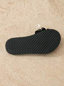 Spring/Summer Fashion Elegant, Classic Generous, Minimalist Stylish, Outdoor Non-Slip Beach Slippers With Decals For Women - Black - View 8