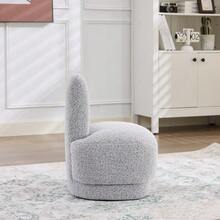 Cozy Fabric Pouf With Bunny Ears, Fixed Padded Stool With Cute Ears, No Storage Space, Non-Removable - Grey - View 3