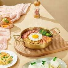 1pc Stainless Steel Korean Style Ramen Pot - Dual Handles, Suitable For Noodles And Soup, Compatible With Induction Cooktop - View 3