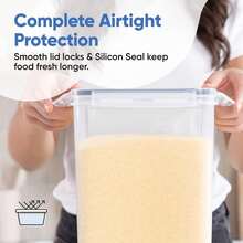 Extra Large Flour And Sugar Storage Containers 9.5L Fl. Oz; Set Of 2 Plastic Bulk Airtight Food Storage Rice Containers With Lids - Marker & Labels. - View 5