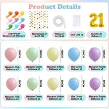 Pastel Balloons Latex Party Balloons With Pastel Streamers, Star Garland And Gold Number Balloon, Birthday Decorations For Women Girl, Multicolor Macaron Balloons For Birthday Rainbow Party Baby Shower Wedding Decorations - 21st Birthday - 查看 9