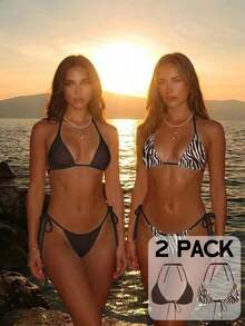 Conjunto de bikini de 2 piezas con estampado de lunares, traje de baño sexy para fiestas y festivales de música, atuendo de playa para vacaciones de mujer - Multicolor 5 - Ver 2