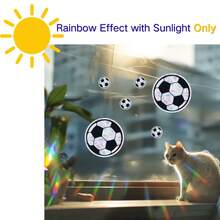 1pc Colorful Football Static Cling Window Sticker, Waterproof Removable Vinyl Colored Glass Decal, Suitable For Living Room, Bedroom, Bathroom, Kitchen, Office, Home DIY Decoration - Multicolor - View 3