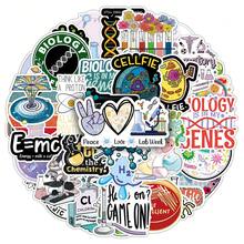 50 piezas Pegatinas decorativas con elementos de microorganismos, células y doodles creativos de dibujos animados de ciencia de laboratorio para teléfono, monopatín - ciencia - Ver 6