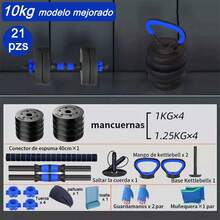 Dumbbells, Weights, Straight Bar, Exercise Kit, Adjustable, 10kg - Blue - View 8
