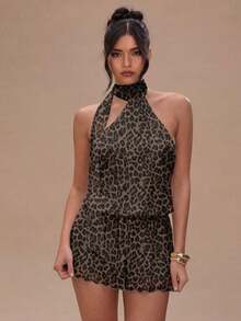 Vestido mini con estampado de lunares y espalda descubierta para mujer - Multicolor 2 - Ver 4