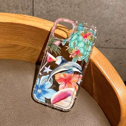 Étui de téléphone transparent antichoc en TPU avec imprimé tortue de mer, dauphin, floral et étoile, compatible avec iPhone 17 Pro Max/17/16/15 Pro Max/15 Plus/15 Pro/15/14 Pro Max/14 Plus/14 Pro/14/13 Pro Max/Pro Max/12 Pro Max/12 Pro/12/11 Pro Max/11. Cadeau parfait pour Noël, Nouvel An et Pâques pour la famille et les amis, meilleur choix de Noël