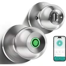 YFK Biometric Smart Fingerprint Door Handle, Keyless Entry Bedroom Door Lock With APP Control & Backup Mechanical Key, Interior Security Lock For Bedroom, Apartment & Office, Black/Silver - Plateado - View 2