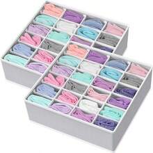 1pc Underwear & Socks Drawer Organizer Box, White, 20 Compartments Fabric Storage Box For Underwear, Socks And Clothing - View 1