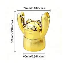 1 pieza Molinillo de cerdo con baño de oro, molinillo de cerdo portátil manual con disco de metal de 4 capas, herramienta de escritorio personalizada - Ver 3
