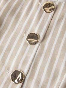 Conjunto de 2 piezas para mujer: Chaleco de metal de un solo pecho y shorts para el verano - Multicolor - Ver 3