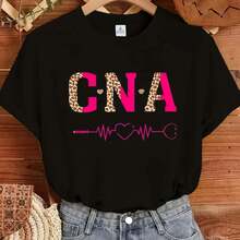 Essential Fclothes Women With T-Shirts, Comfclothestable In All Seasons, Soft Round Neck And Fashionable Print. - Black - View 1